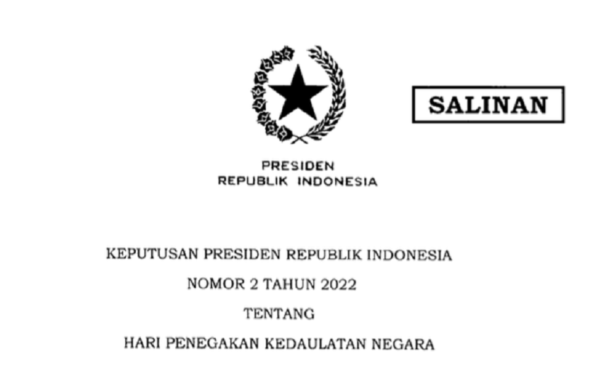 Presiden Jokowi : 1 Maret 2022 Ditetapkan Sebagai Hari Penegakan Kedaulatan Negara
